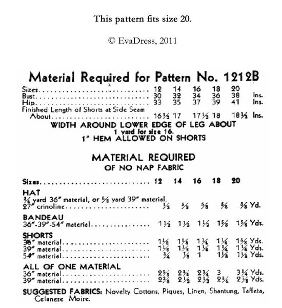 1934 Bandeau, Shorts & Hat Sp30-1212