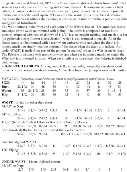 1862 Waist B60-S62