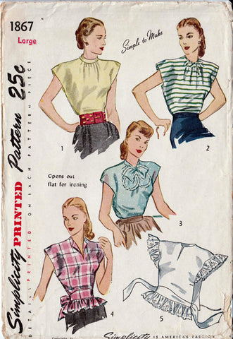 1946 Poncho (Wrap) Blouses, Original Simplicity 1867  30"-32" bust