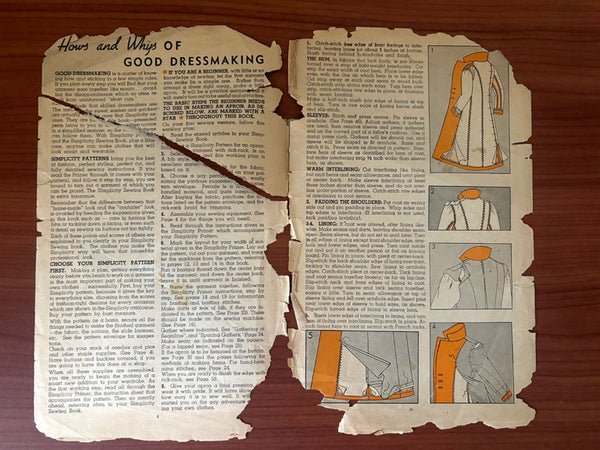 Original 1945 Simplicity Sewing Booklet