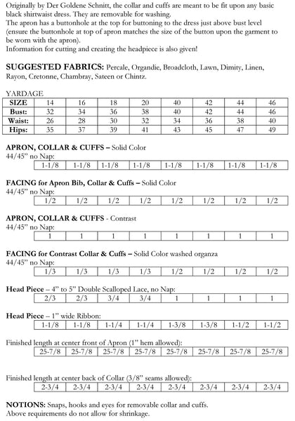 1939 Maid Uniform Accessories & Apron, Acc30-102