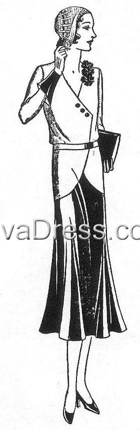 1932 One-Piece Dress D30-2996