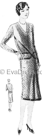 1929 Frock with Bias Bands D20-3240