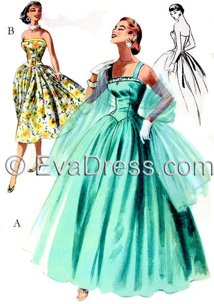 1955 Evening Gown & Stole E50-3399