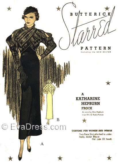 E-PATTERN 1933 Katharine Hepburn Ensemble E5156PR (Multi-size)
