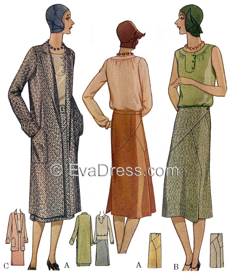 1929 Skirt, Blouse & Coat Ensemble SE20-5955