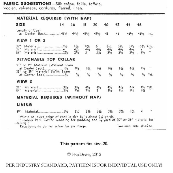 1943 Redingote, C40-603