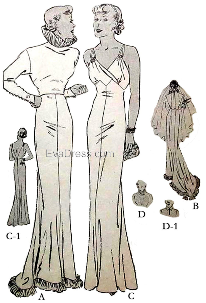 1935 Evening or Wedding Gown E30-6132