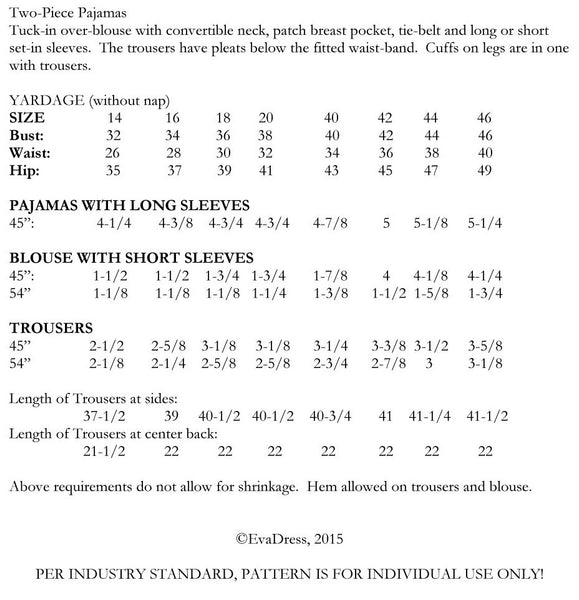 E-PATTERN 1934 Palazzo Lounging Ensemble E650