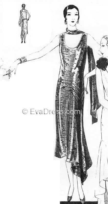 1929 Evening Frock & Scarf E20-6632