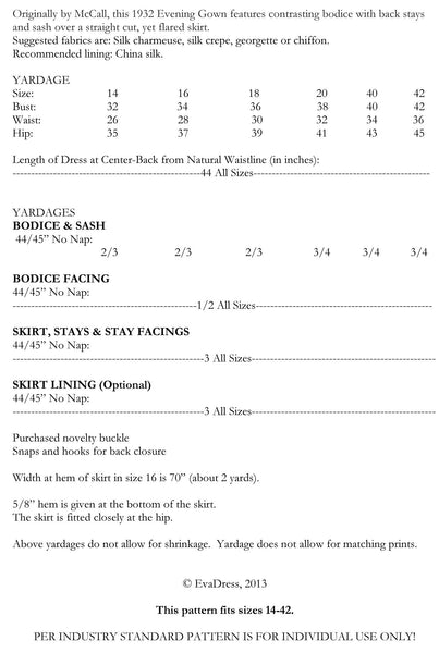 E-PATTERN 1932 Evening Gown E6983