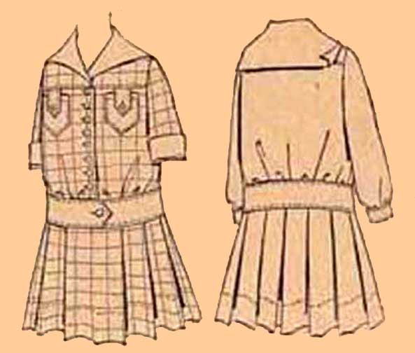 1910's Girl's Dress with Kilt Skirt, D10-7112