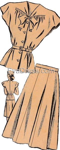 E-PATTERN 1940's Two-Piece Suit Dress E8154