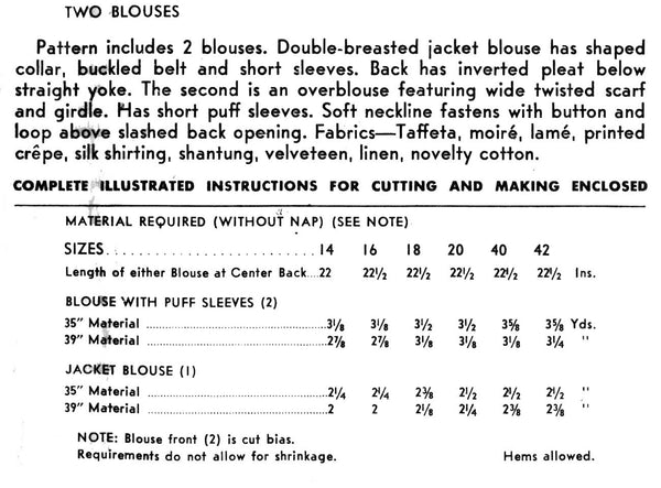 1934 Blouses B30-880