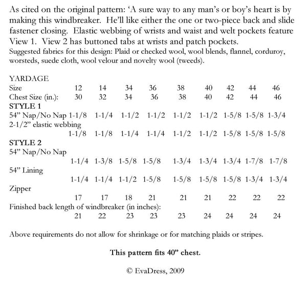1934 Men's Windbreakers C30-9051