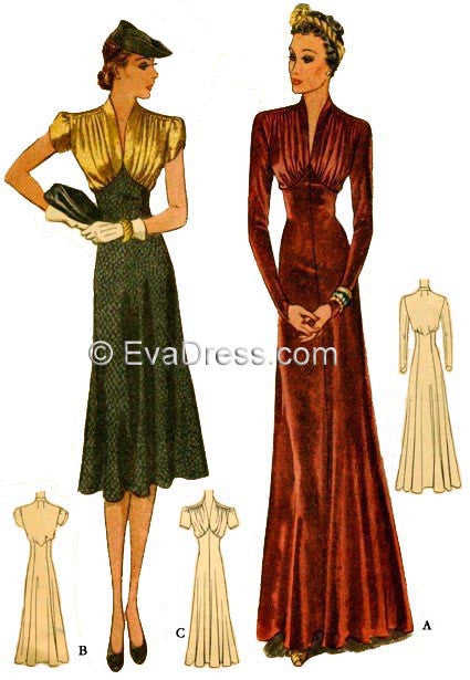 E-PATTERN 1938 Dinner Dresses E9906