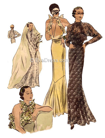 1934 Evening or Wedding Gown Br30-6633