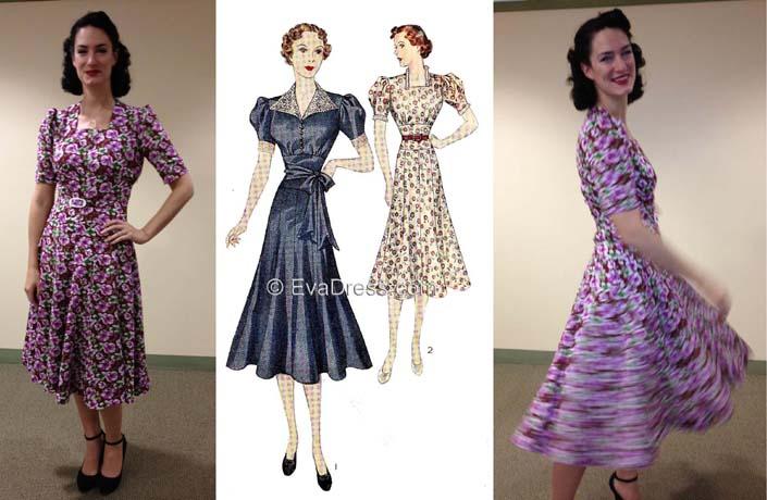 EvaDress.com 1933 Katharine Hepburn Ensemble D30-5156PR (Multi-size)
