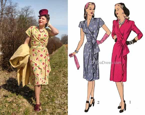 EvaDress.com 1943 Wrap Dress D40-1484